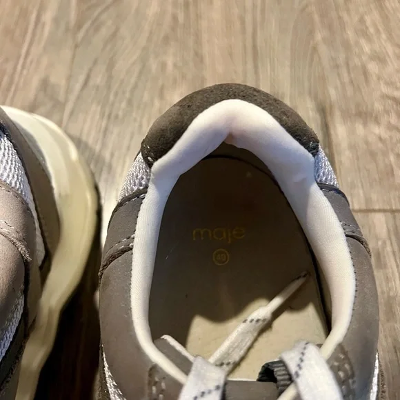 Maje Paris Wave Sneakers Gray White Suede Mesh Chunky Sole Women EU 40 US 9–9.5​ - Picture 7 of 8